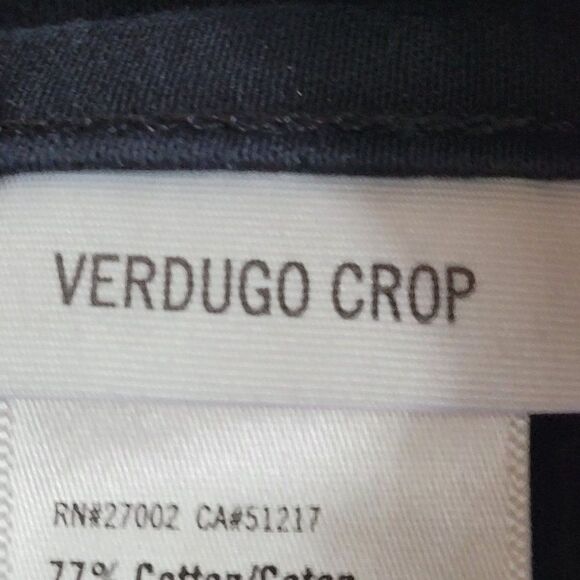 Paige Verdugo Crop Jeans 32 Black Overdye Midrise Ankle Stretch Skinny 5 Pocket - Picture 13 of 15